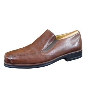 Sandro Comfort Men Loafer 8.5D Casual Business Slip On Brown Leather Square Toe